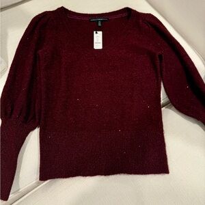 White House Black Market Deep Red V-Neck Sweater